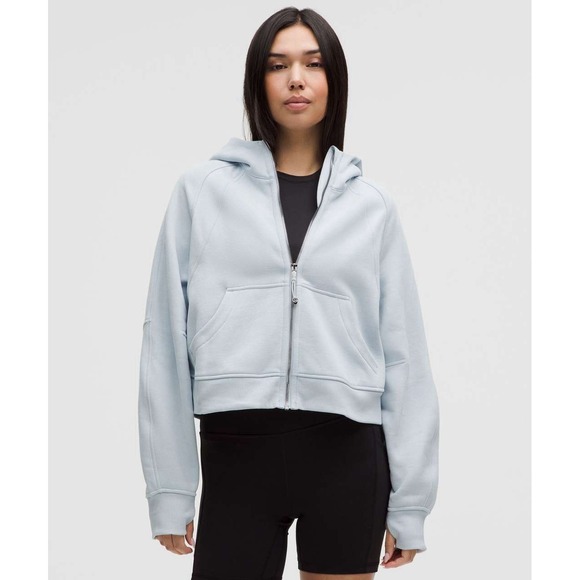 lululemon athletica Tops - lululemon scuba hoodie Oversized Relaxed Fit Full Zip Crop Mirror Blue Powder XL